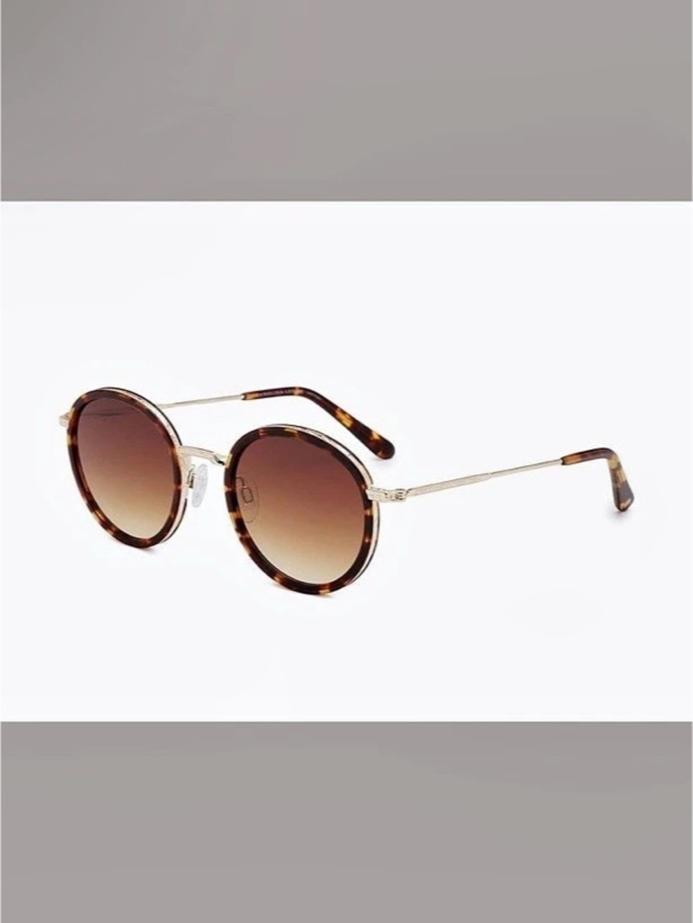 NWT Carolina Lemke Round Sunglasses in Brown & Gold - Suta